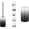Spirella Tube Set Bagno Scopino WC Inox + Bicchiere Nero | contenitore chiuso, testina sostituibile, ampia apertura, base stabile, colore nero