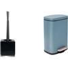 Spirella Set Bagno Scopino WC + Pattumiera 5 L Nero e Blu | contenitore chiuso, testina sostituibile, coperchio soft-close, secchio interno estraibile, nero / blu