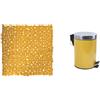 MSV Set Bagno Tappeto bagno + Pattumiera 3 L Inox Zafferano | retro antiscivolo, lavabile in lavatrice, coperchio soft-close, secchio interno estraibile, colore zafferano