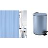Spirella Set Bagno Tenda doccia Poliestere + Pattumiera 3 L Inox Blu | trattamento antimuffa, lavabile in lavatrice, coperchio soft-close, secchio interno estraibile, colore blu
