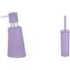 Spirella Set Bagno Dispenser sapone + Scopino WC Lavanda | pompa antigoccia, ricaricabile, contenitore chiuso, testina sostituibile, colore lavanda