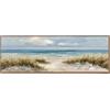 DRW Quadro su tela in legno con cornice di una marina in bianco, blu e verde, 150 x 50 x 3,5 cm