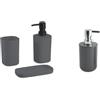 MSV Set Bagno Bicchiere + Dispenser sapone Antracite e Grigio | ampia apertura, base stabile, pompa antigoccia, ricaricabile, antracite / grigio