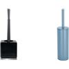 Spirella Set da 2 Scopini WC Porcellana Nero e Blu | contenitore chiuso, testina sostituibile, nero / blu