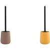 MSV Set da 2 Scopini WC Ceramica Cappuccino e Zafferano | contenitore chiuso, testina sostituibile, cappuccino / zafferano