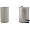 Spirella Set Bagno Bicchiere Ceramica + Pattumiera 3 L Inox Tortora | ampia apertura, base stabile, coperchio soft-close, secchio interno estraibile, colore tortora