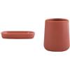 MSV Maonie Set Bagno Portasapone Ceramica + Bicchiere Terracotta | scanalature di scolo, superficie liscia, ampia apertura, base stabile, colore terracotta