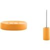 Spirella Tube Set Bagno Portasapone + Scopino WC Inox Giallo | scanalature di scolo, superficie liscia, contenitore chiuso, testina sostituibile, colore giallo