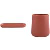 MSV Maonie Set Bagno Svuotatasche Ceramica + Bicchiere Terracotta | bordi rialzati, superficie liscia, ampia apertura, base stabile, colore terracotta