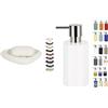 Spirella Set Bagno Portasapone + Dispenser sapone 300 ml Bianco | scanalature di scolo, superficie liscia, pompa antigoccia, ricaricabile, colore bianco