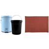 MSV Set Bagno Pattumiera 3 L + Tappeto bagno Blu e Terracotta | coperchio soft-close, secchio interno estraibile, retro antiscivolo, lavabile in lavatrice, blu / terracotta