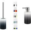 Spirella Tube Set Bagno Dispenser sapone + Scopino WC Bianco e Nero | pompa antigoccia, ricaricabile, contenitore chiuso, testina sostituibile, bianco / nero