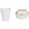 Spirella Max Light Set Bagno Bicchiere Ceramica + Portasapone Bianco | ampia apertura, base stabile, scanalature di scolo, superficie liscia, colore bianco