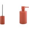 Spirella Tube Set Bagno Scopino WC + Dispenser sapone 300 ml Rosso | contenitore chiuso, testina sostituibile, pompa antigoccia, ricaricabile, colore rosso
