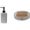 Spirella Set Bagno Dispenser sapone 300 ml + Portasapone Nero | pompa antigoccia, ricaricabile, scanalature di scolo, superficie liscia, colore nero