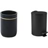 Spirella Set Bagno Bicchiere Ceramica + Pattumiera 3 L Inox Nero | ampia apertura, base stabile, coperchio soft-close, secchio interno estraibile, colore nero