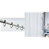 Spirella Set Bagno Anelli tenda + Tenda doccia Poliestere Bianco | scorrimento fluido, apertura con una mano, trattamento antimuffa, lavabile in lavatrice, colore bianco
