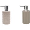 Spirella Set da 2 Dispenser sapone 300 ml Porcellana Beige e Tortora | pompa antigoccia, ricaricabile, beige / tortora