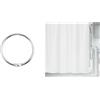 Spirella Set Bagno Anelli tenda + Tenda doccia Argento e Bianco | scorrimento fluido, apertura con una mano, trattamento antimuffa, lavabile in lavatrice, argento / bianco
