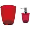 Spirella Set Bagno Bicchiere + Dispenser sapone Rosso | ampia apertura, base stabile, pompa antigoccia, ricaricabile, colore rosso