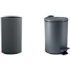 Spirella Set Bagno Bicchiere + Pattumiera 3 L Grigio e Antracite | ampia apertura, base stabile, coperchio soft-close, secchio interno estraibile, grigio / antracite