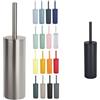 Spirella Set da 2 Scopini WC Inox Argento e Nero | contenitore chiuso, testina sostituibile, argento / nero