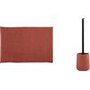 MSV Set Bagno Tappeto bagno + Scopino WC Ceramica Terracotta | retro antiscivolo, lavabile in lavatrice, contenitore chiuso, testina sostituibile, colore terracotta