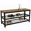 Relaxdays Panca porta scarpe, 8 paia, HxLxP: 45 x 100 x 30 cm, 2 ripiani a griglia, effetto legno, marrone/nero