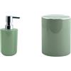 MSV Set Bagno Dispenser sapone + Pattumiera 6 L Verde | pompa antigoccia, ricaricabile, coperchio soft-close, secchio interno estraibile, colore verde