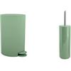 MSV Set Bagno Pattumiera 3 L + Scopino WC Inox Verde | coperchio soft-close, secchio interno estraibile, contenitore chiuso, testina sostituibile, colore verde