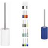 Spirella Tube Set da 2 Scopini WC Porcellana Bianco e Blu | contenitore chiuso, testina sostituibile, bianco / blu