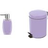 Spirella Set Bagno Dispenser sapone + Pattumiera 3 L Inox Lavanda | pompa antigoccia, ricaricabile, coperchio soft-close, secchio interno estraibile, colore lavanda