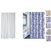 MSV Set Bagno Tenda doccia Poliestere + Anelli tenda Bianco e Blu | trattamento antimuffa, lavabile in lavatrice, scorrimento fluido, apertura con una mano, bianco / blu