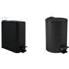 Spirella Set Bagno Tappeto bagno + Pattumiera 3 L Inox Nero | retro antiscivolo, lavabile in lavatrice, coperchio soft-close, secchio interno estraibile, colore nero
