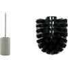 Spirella Set Bagno Scopino WC + Testina di ricambio Tortora e Nero | contenitore chiuso, testina sostituibile, testina di ricambio, attacco a vite, tortora / nero