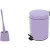 Spirella Set Bagno Scopino WC + Pattumiera 3 L Inox Lavanda | contenitore chiuso, testina sostituibile, coperchio soft-close, secchio interno estraibile, colore lavanda