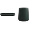 MSV Maonie Set Bagno Svuotatasche Ceramica + Bicchiere Verde Scuro | bordi rialzati, superficie liscia, ampia apertura, base stabile, colore verde scuro