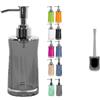 Spirella Sydney Set Bagno Scopino WC + Dispenser sapone 200 ml Grigio | contenitore chiuso, testina sostituibile, pompa antigoccia, ricaricabile, colore grigio