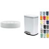 Spirella Set Bagno Portasapone + Pattumiera 5 L Acciaio Bianco | scanalature di scolo, superficie liscia, coperchio soft-close, secchio interno estraibile, colore bianco