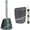 Spirella Etna Set Bagno Scopino WC Poliresina + Bicchiere Grigio | contenitore chiuso, testina sostituibile, ampia apertura, base stabile, colore grigio