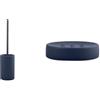 Spirella Tube Set Bagno Scopino WC Porcellana + Portasapone Blu | contenitore chiuso, testina sostituibile, scanalature di scolo, superficie liscia, colore blu