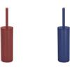 Spirella Akira Set da 2 Scopini WC Inox Bordeaux e Blu | contenitore chiuso, testina sostituibile, bordeaux / blu