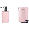 Spirella Set Bagno Dispenser sapone 300 ml Inox + Pattumiera 3 L Rosa | pompa antigoccia, ricaricabile, coperchio soft-close, secchio interno estraibile, colore rosa