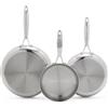 GreenPan Valencia Pro Tri-Ply - Set di 3 padelle in acciaio inox | Acciaio inossidabile a 3 strati, adatta per piani a induzione, lavabili in lavastoviglie, adatti al forno fino a 315 °C