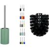 Spirella Set Bagno Scopino WC + Testina di ricambio Verde e Nero | contenitore chiuso, testina sostituibile, testina di ricambio, attacco a vite, verde / nero