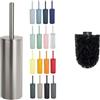 Spirella Set Bagno Scopino WC + Testina di ricambio Argento e Nero | contenitore chiuso, testina sostituibile, testina di ricambio, attacco a vite, argento / nero