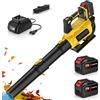 QUUGAR Soffiatore di fogli senza fili 21 V, soffiatore a batteria 23000 r/min | 2 Ugelli E Caricatore, 3,3 m³/min, Pulizia Snevamento Soffiatori Di Foglie Per Foglie Da Giardino,Trucioli Di Legno