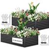 YITAHOME 2Pcs Kit di Orto Rialzato da Esterno 180x90x60cm, Letti Rialzati in Metallo Zinc-Aluminum-Magnesium Spessi per il Giardino con Asta di Supporto & Guanti per Verdure Fiori Frutti (Nero)