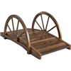 Outsunny Ponte Legno per Prato Tinta 100Lx50Wx37Hcm | Arco, passerella per laghetto esterno e decorazione giardino, ringhiere a semiruota, percorribile.