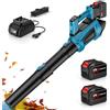 QUUGAR Soffiatore di fogli senza fili 21 V, soffiatore a batteria 23000 r/min (blu | 2 Ugelli E Caricatore, 3,3 m³/min, Pulizia Snevamento Soffiatori Di Foglie Per Foglie Da Giardino,Trucioli Di Legno